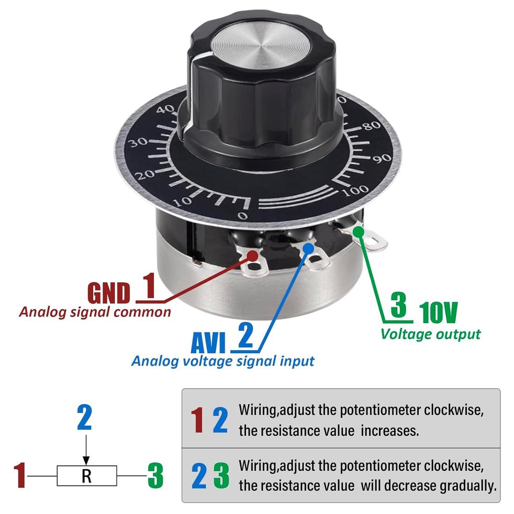 RV24YN20S B202 2K Potentiometer 2000 Ohm Single Turn Rotary Film Carbon Potentometers Wtih 2pcs A03 Knob and 2pcs Dials (Pack of 6Pcs)