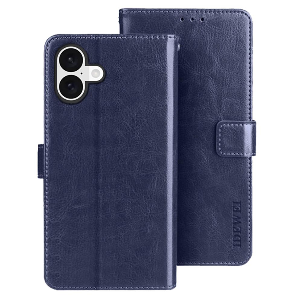 

IDEWEI For iPhone 16 Plus Stand Case Crazy Horse Texture Leather Phone Cover G