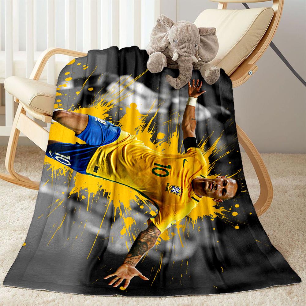 Neymar Brazil Jersey Blanket Soft Warm Cozy Perfect for Bedding Picnics Seaside All-Season Use Modern Gift for Travel Home Birthdays