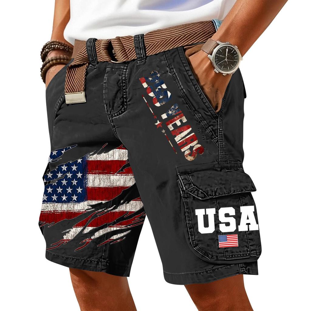 Herren Sommer Bedruckte Lässige Cargoshorts mit Mehreren Taschen