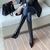 Fashion Pointed Toe Leather Elegant Heeled Ladies Knee High Shaft Shoes Autumn Winter Fleece-Lined Chic New In Pu Hot Women's Long Boots