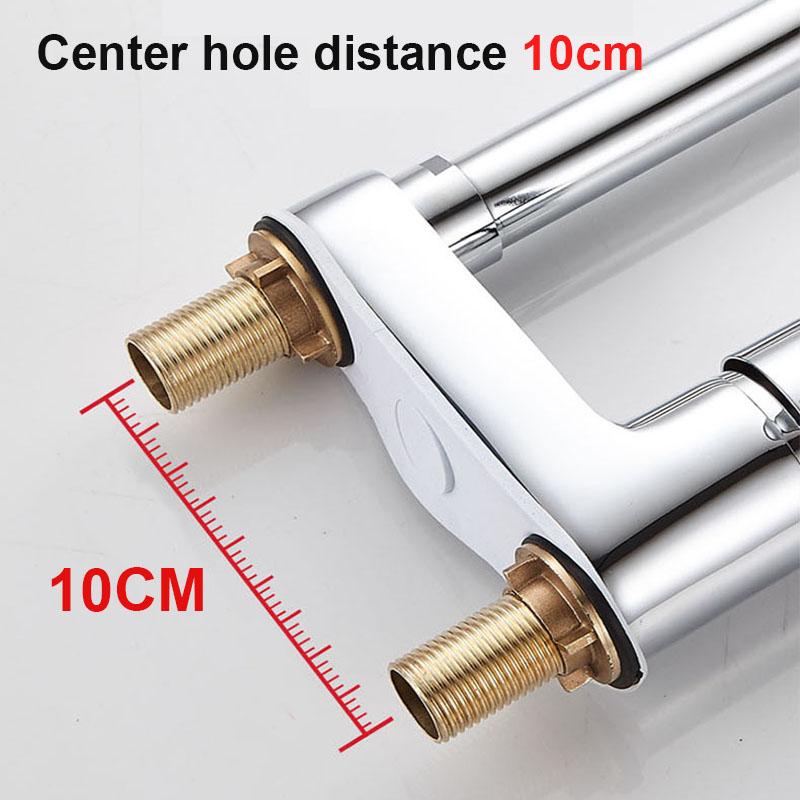 Silver Electroplated Bathroom Faucet, Zinc Alloy 10cm Two-Hole Design, 720° Swivel & Ceramic Core