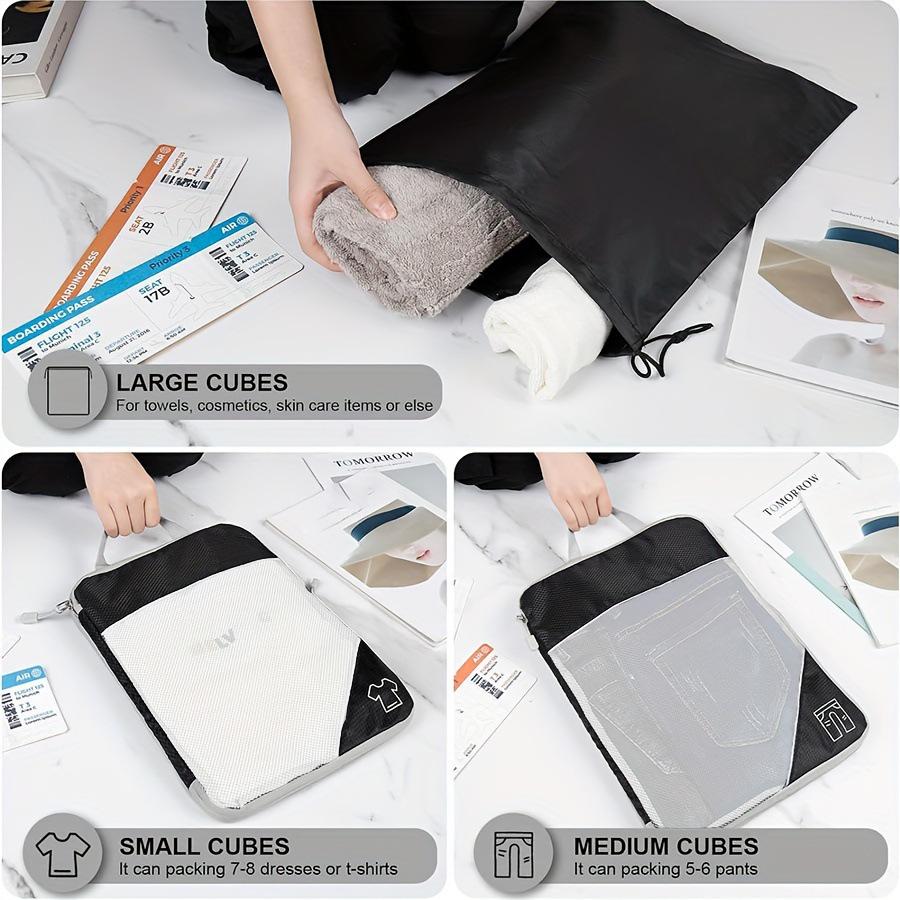 Diamond Grid Compression Travel Organizer 5-Piece Set: Suitcase and Clothing Storage Bags