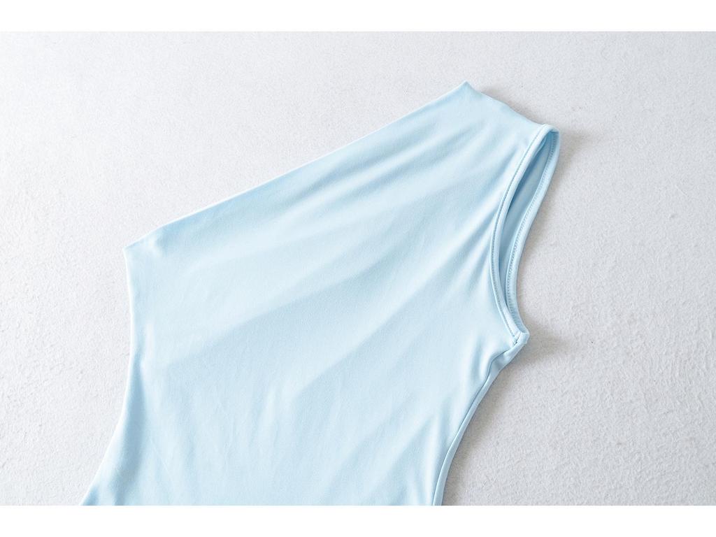 2025 European & American One-Shoulder Ruched Bodysuit: Sexy, Slim Fit Summer Top