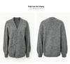 Women's Gray Knit Cardigan - Loose Fit, Long Sleeve, Solid Color, Versatile Winter Sweater