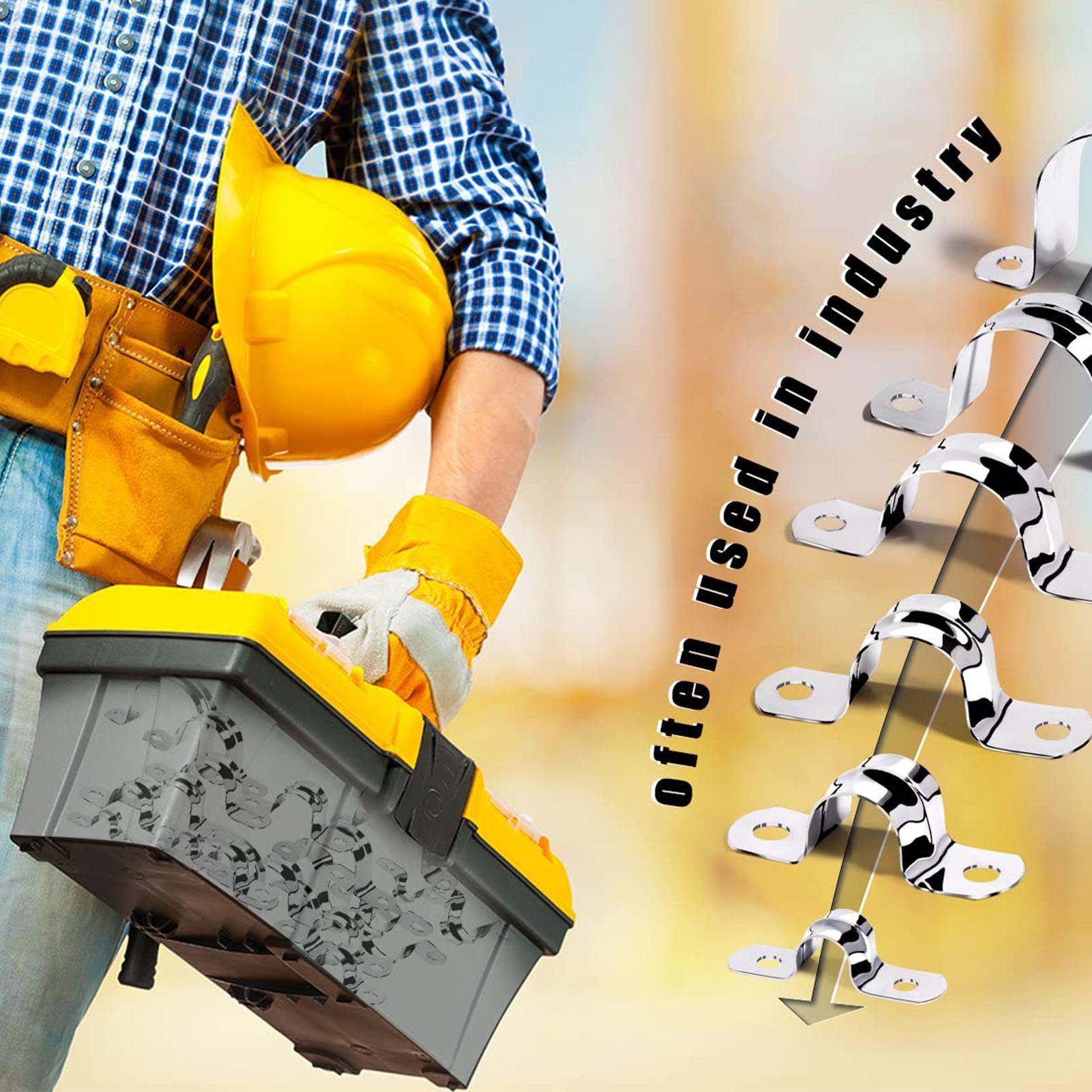 10pcs U Shape Pipe Clamps 20-60mm Stainless Steel Two Hole Strap Conduit Tube Clip Water 2-hole Pipe Strap Clamp 20MM