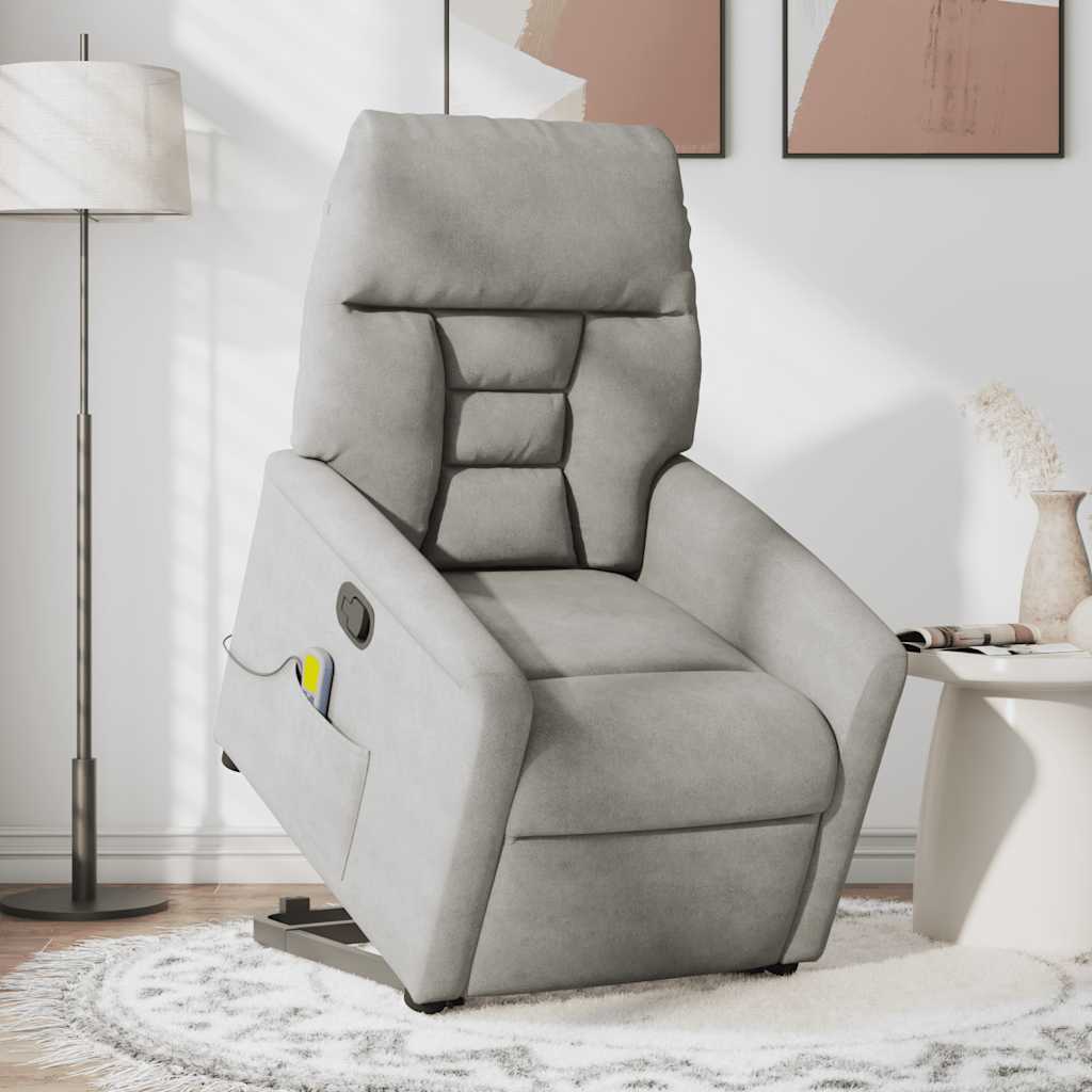 Recliner Chair with Lift Function Light Gray Microfiber Fabric