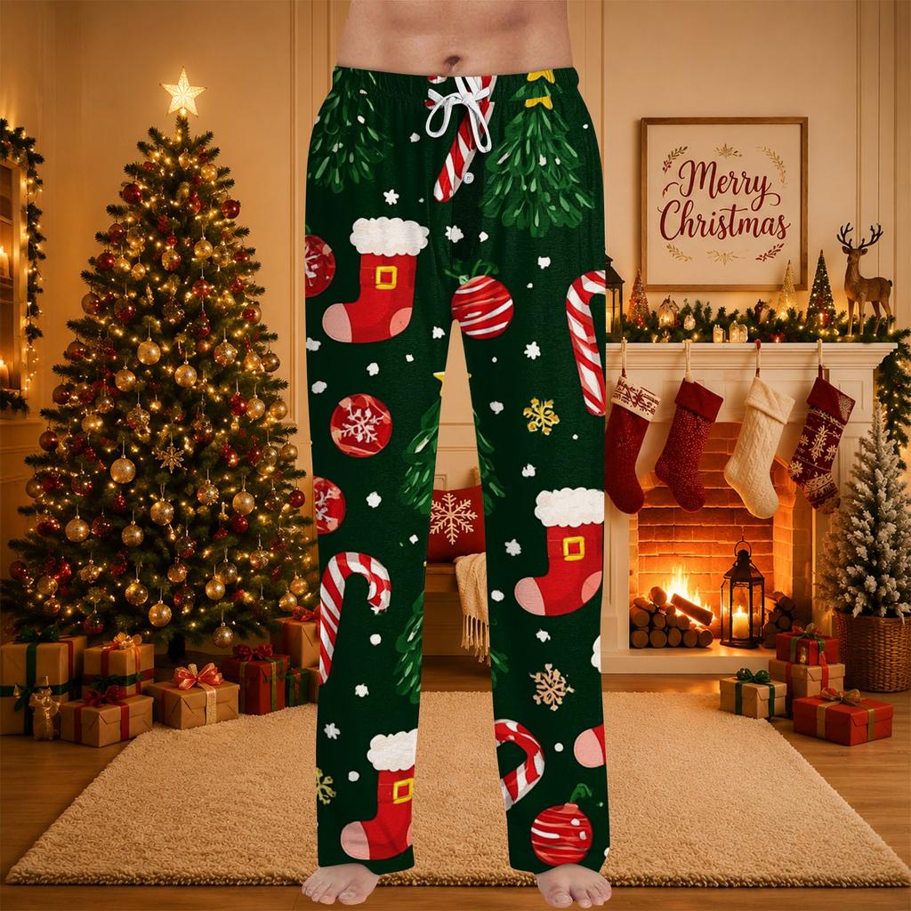 Men's Christmas Print Pajama Pants for and Sleep