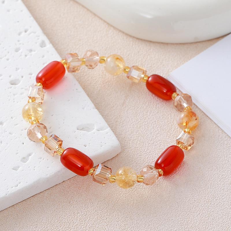 Natural Citrine Agate Bracelet Fashion Women Daily Jewelry Lucky Gift