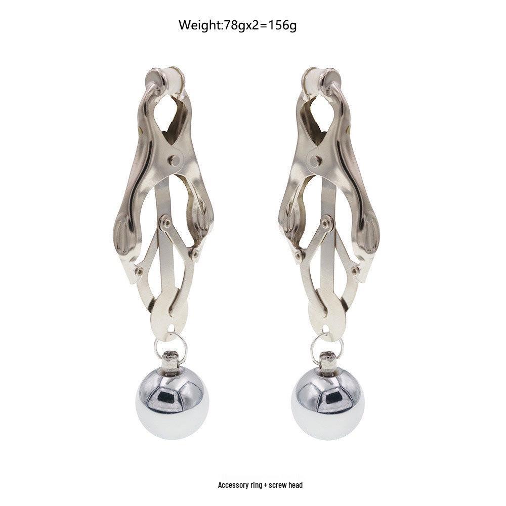 Chaquj Erotic Nipple and Labia Clamps with Gravity Ball Pendant