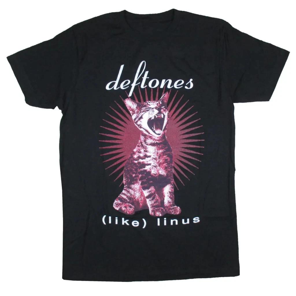 T-shirt Deftones Gatto Retrò T-shirt Band Retrò Modello Stampato Commemorativo Retrò T-shirt Unisex Casual Sportiva Outdoor