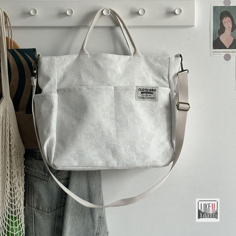 Original Handmade Thickened Artistic Canvas Tote Bag - Versatile Crossbody/Shoulder Carry for Students