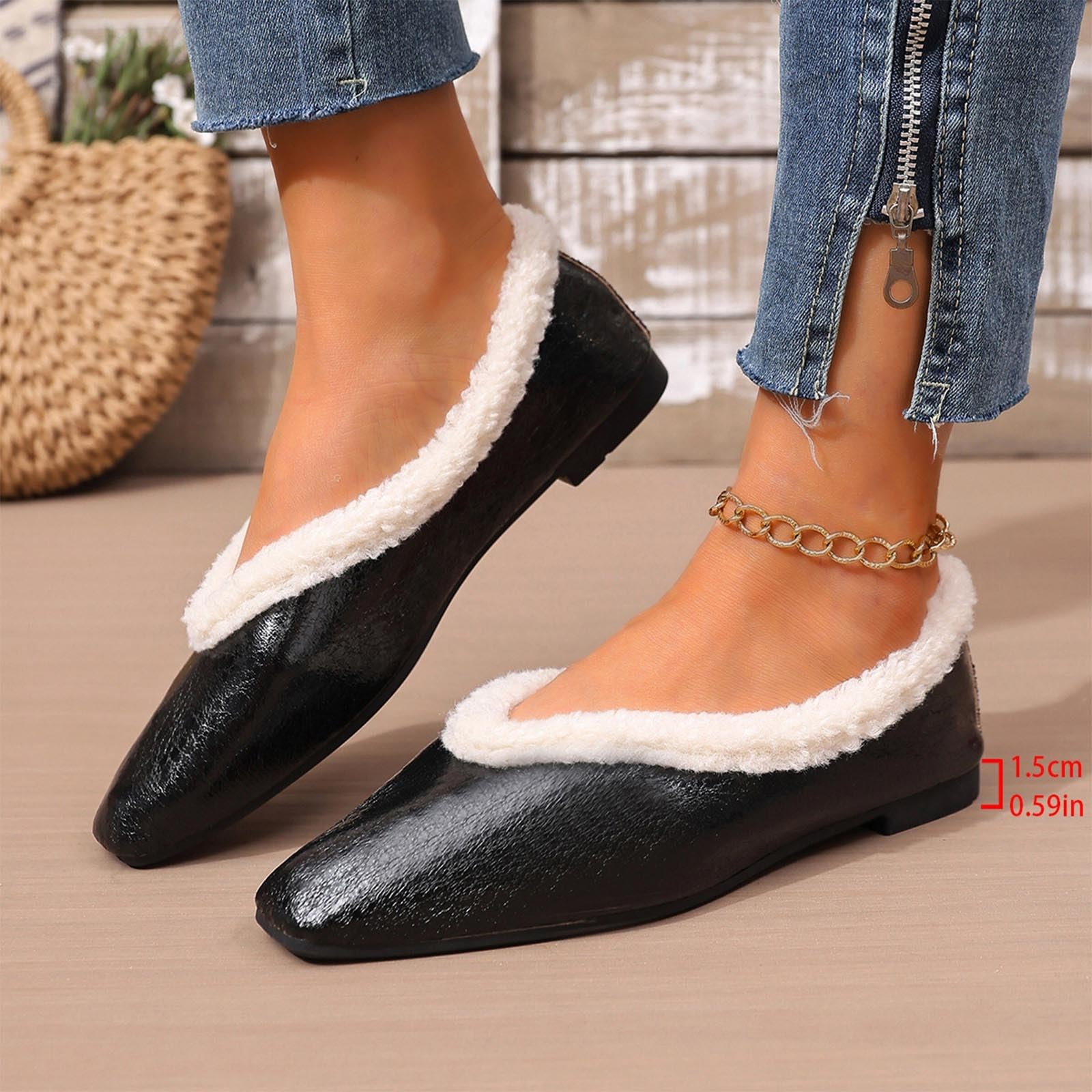 Women s Fashionable Warm Color Fleece-lined Low-cut Large Size Cotton Shoes 38