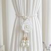 2Pcs Modern Floral Curtain Tiebacks Minimalist Pearl Curtain Ties 3D Flower Artificial Pearl Camellia Curtain Tiebacks
