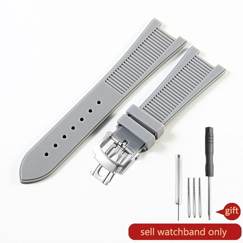 Para Patek Philippe Sport Elegante Serie Nautilus 5711/5712/5980 Correa de Reloj de Silicona Impermeable para Hombre 25x13mm