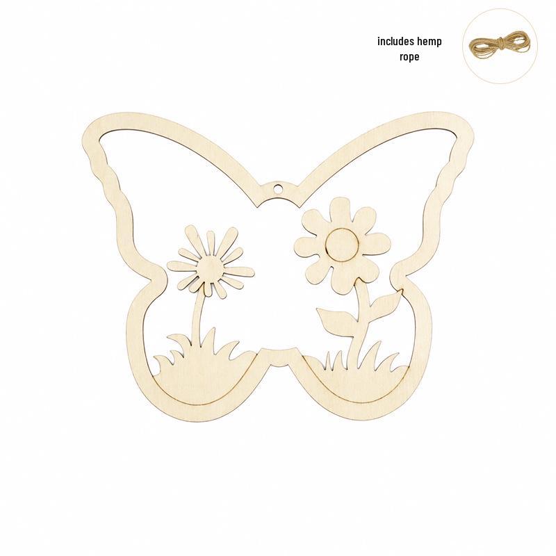 Handmade Wooden Butterfly Flower DIY Kit - Creative Hanging Ornament & Hand-painted Blank Pendant