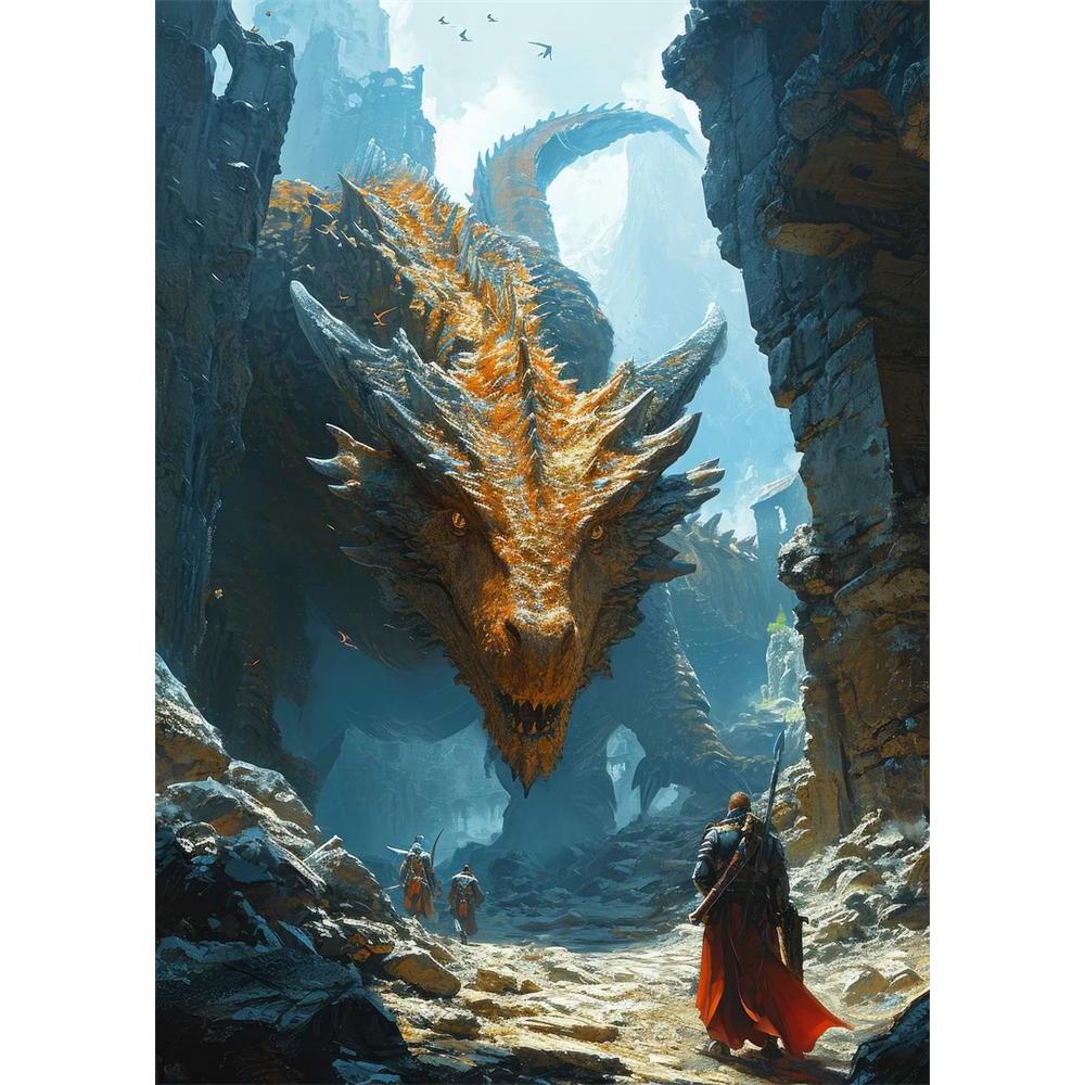 Das Erwachen des mythischen Drachen Diamantmalerei 5D DIY Kunstmuster Druck-Kit Puzzle Leinwand Mosaik-Stickerei Heimdekoration