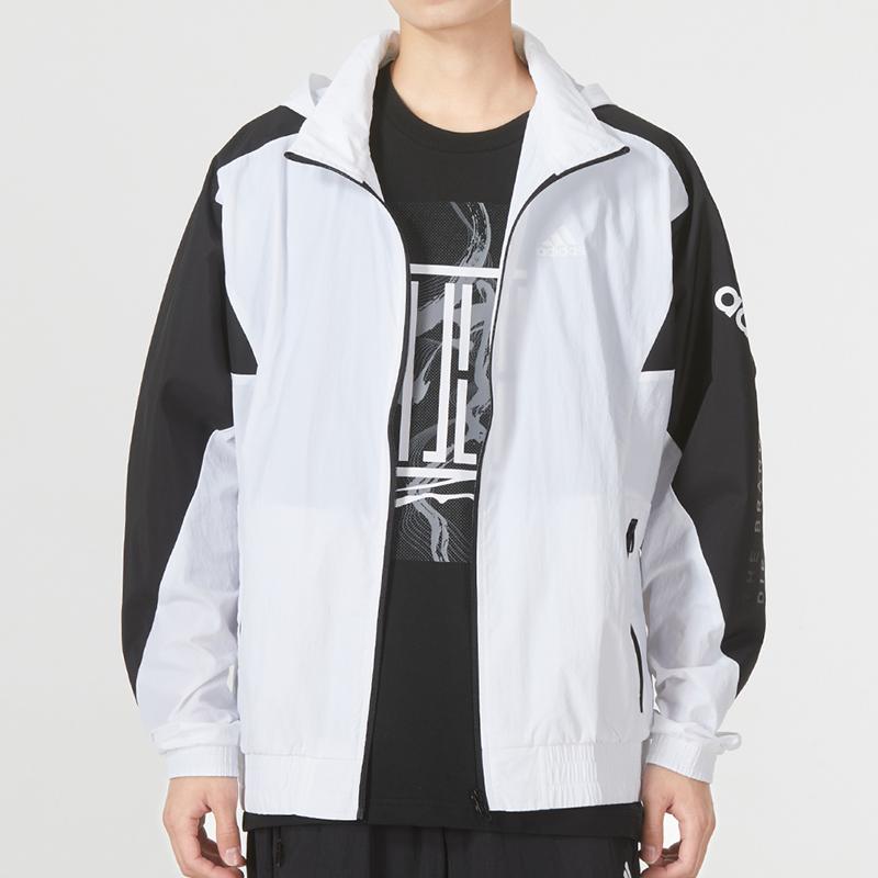 Adidas Sport Casual Hooded Woven Jacket Men Tops White HE7430