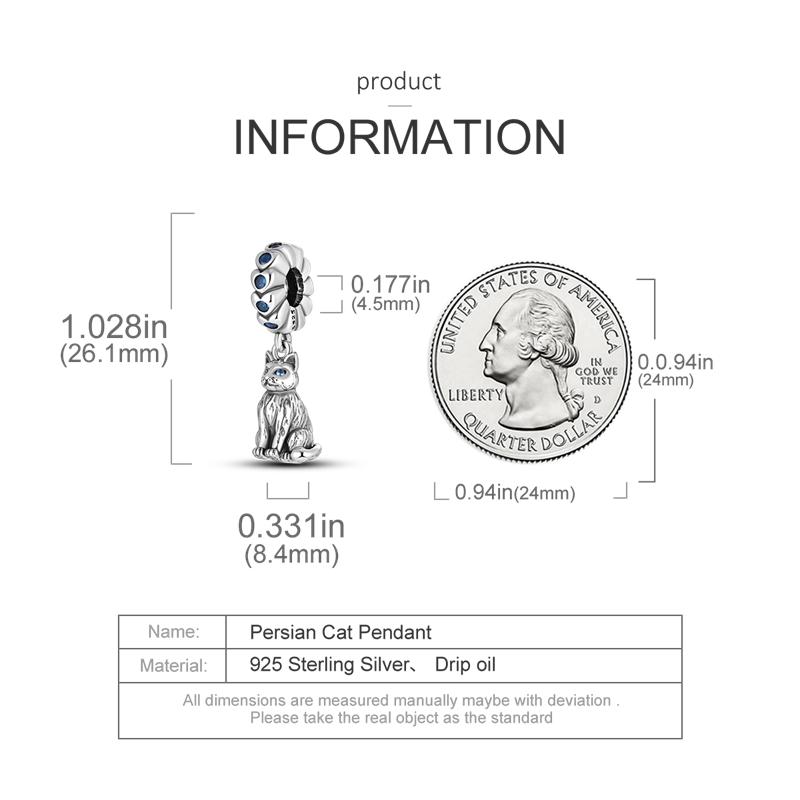 Original Charms Copper Craft Blue Zircon Persian Cat Pendants Fit Charms Plata Bracelets Ideal For Women Jewelry Making Diy