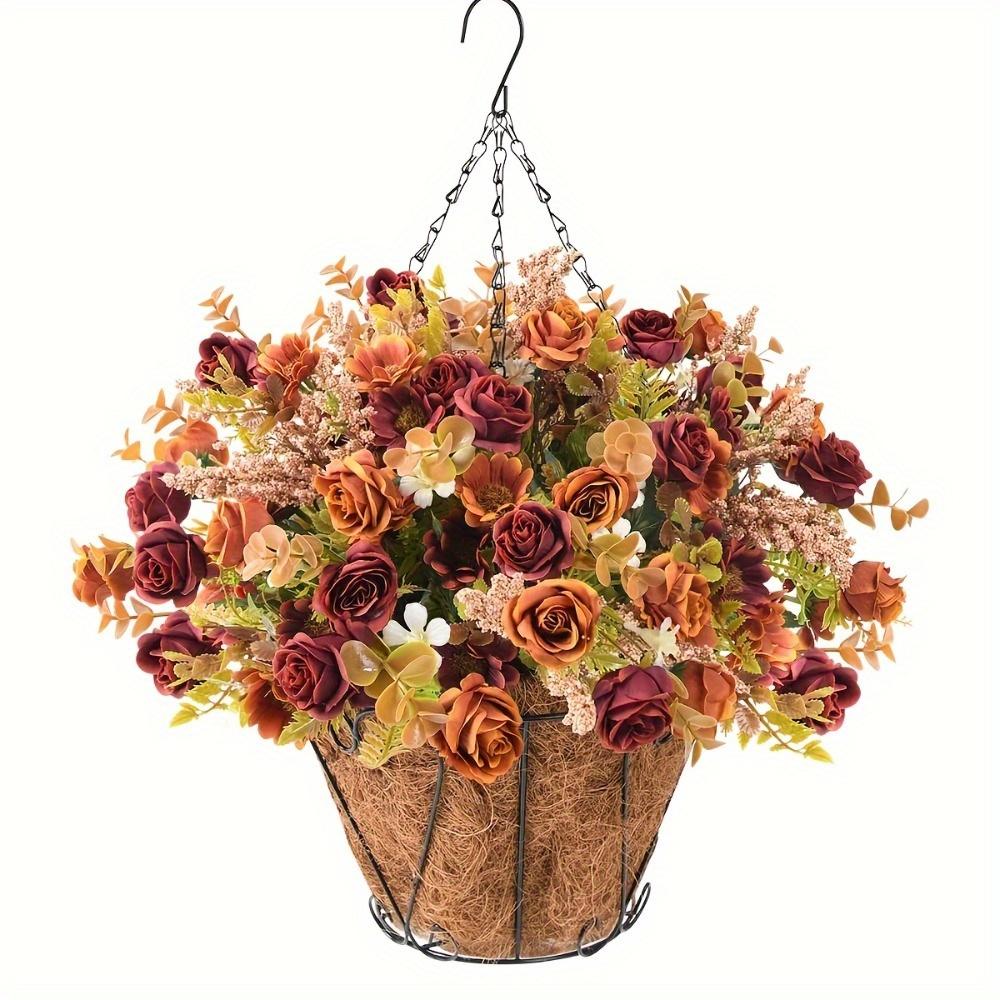 1pc Outdoor Simulation Orange Rose Daisy, Anti UV Real Touch, Suitable for Indoor Home and Outdoor Garden Window Decoration