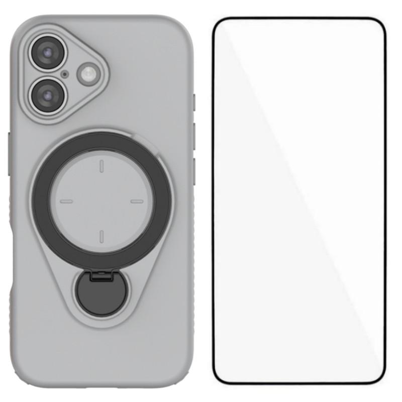 For iPhone 17 Case with Tempered Glass WANLONFENG JH Series PC TPU Kickstand Phone Cover