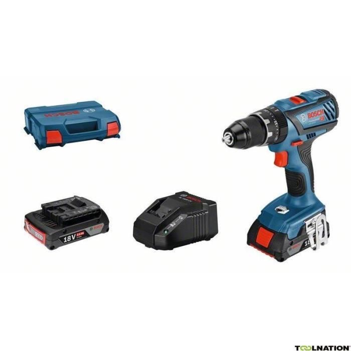 Bosch Professional GSB 18V-28 Percussion Drill (couple:28/63/- Nm) + 2 Batteries 2.0Ah + Charger + L-Case - 06019H400B