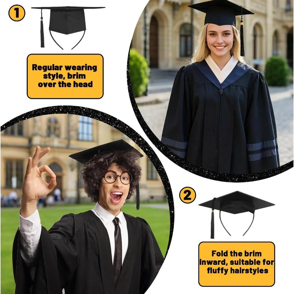 Soft Felt Flexible Plastic Grad Cap Headband Insert, Hairstyle Protection for Graduation Hat Placement