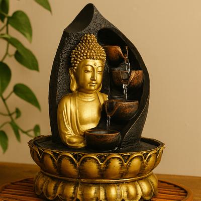 Fonte de Mesa 30cm Buda Dourado Vasos que Despejam Água