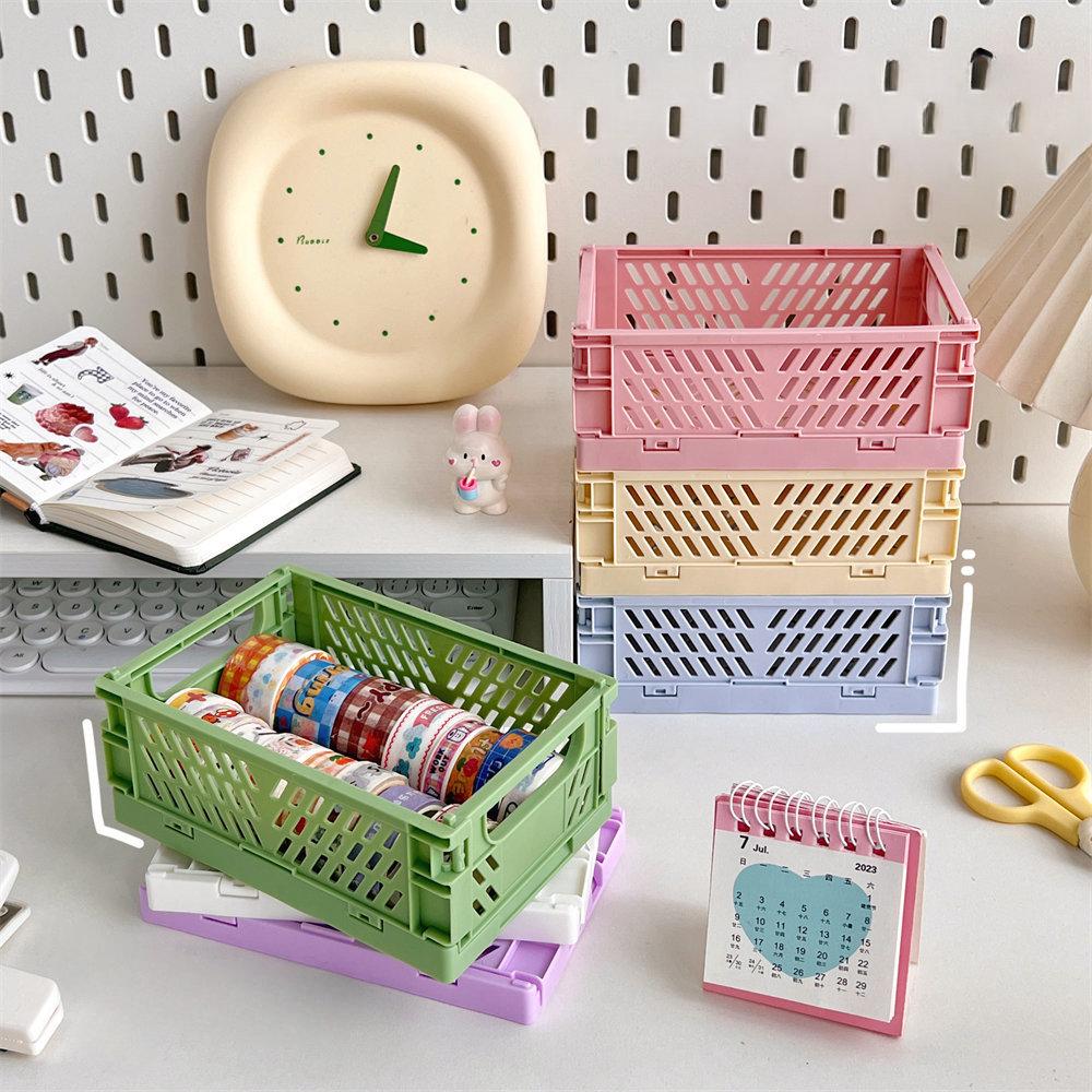Collapsible Storage Box Plastic Storage Plastic Storages Box Cosmetic Organizer Desktop Plastic Baskets With Handle Bathroom Box