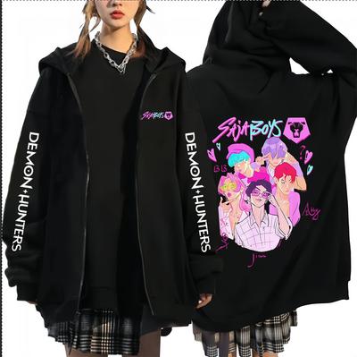 K-pop Saja Boys Demon Hunters Movie Zip Up Hoodie Men Women Harajuku High Quality Fans Gift Oversized Zipper Hoodies Jacket