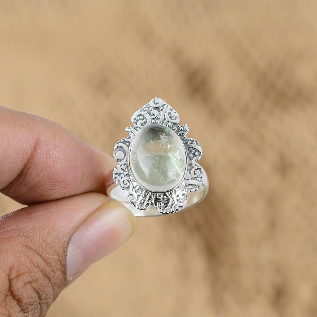 Natural Crystal Quartz Gemstone 925 Silver Multi Stone Adjustable Ring For Women
