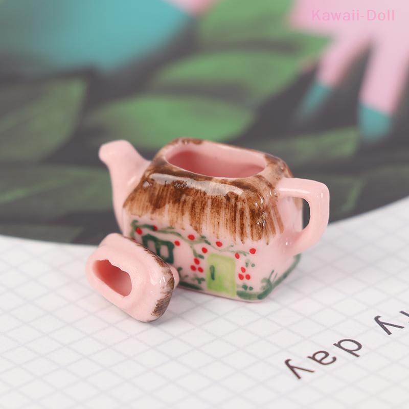 1Pcs 1/12 Miniature Dollhouse Lovely Porcelain Cup Water Kettle Tableware Kitchen Toy