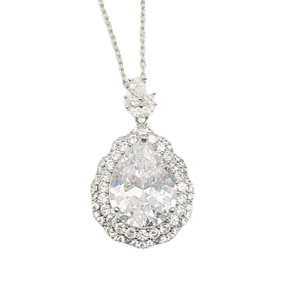 Explosive big water drop pear type zircon necklace women's high texture full diamond 12 * 16 zircon pendant