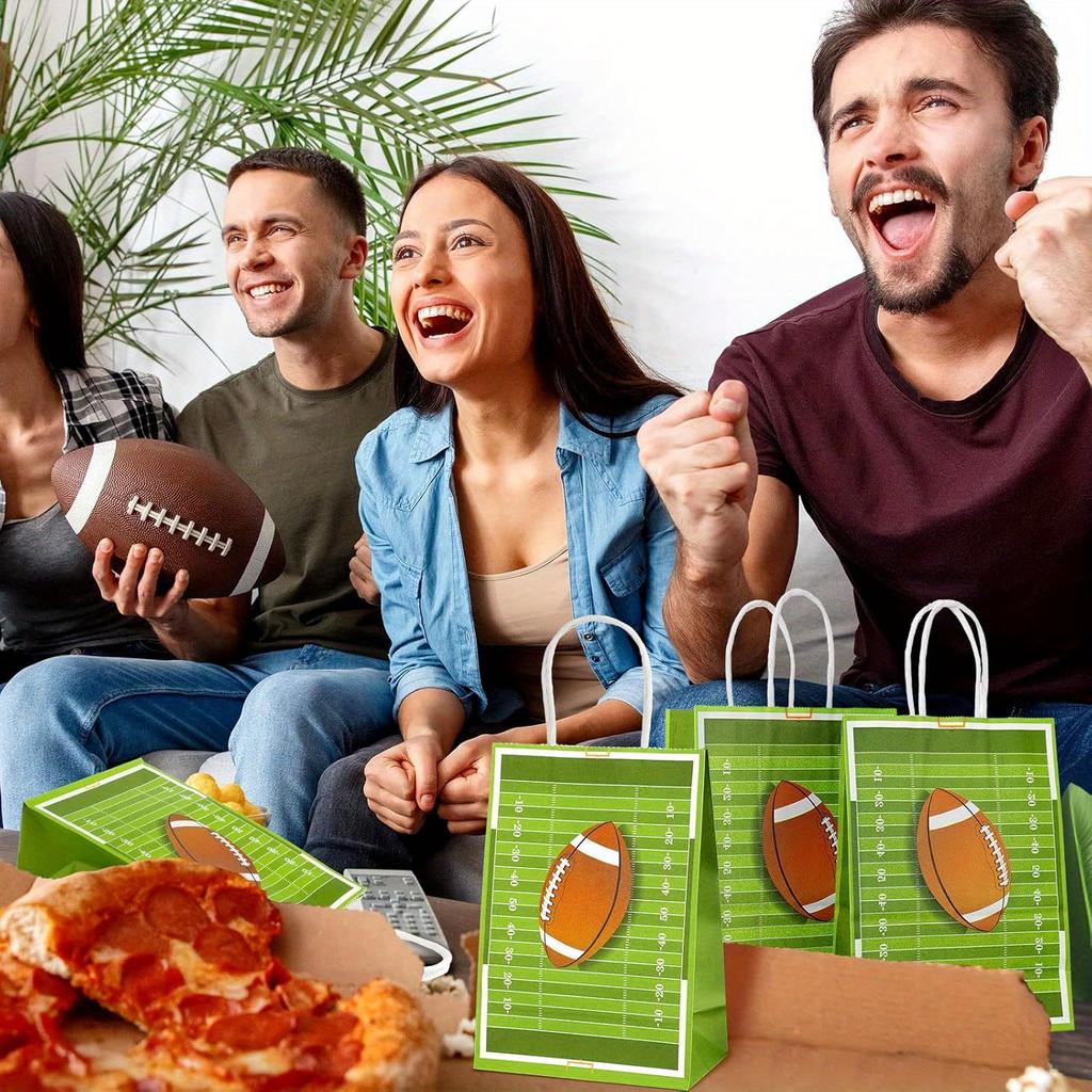 20pcs Football Party Favor Bags, Football Gift Bags,Treat Candy Bags, Sport Party Gift Bags for Sports Theme, Birthday, Party Favor Bag with Handles