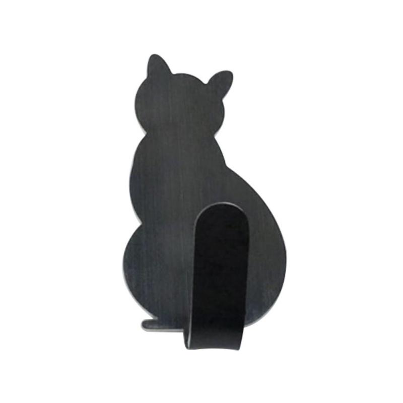 2 Pcs/lot Cat-shaped Wall Mount Hooks - Decorative Stainless Steel Hanger (1000g)
