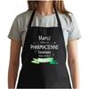 Tablier de cuisine - Merci Pharmacienne - Coton noir - Liens réglables - Impression durable Made in France