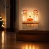 Festive Santa Bonfire Lamp Christmas Night Light, Claus Grandma Resin LED Soft Glowing Light for Kids Bedroom, Plug-in Ambient Lighting Home