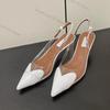 Fashion New Summer 2025 Patent Leather Nude Color Thin Heel Pointed High-heeled Sandals, Transparent Open Toed Sexy Women's Slippers