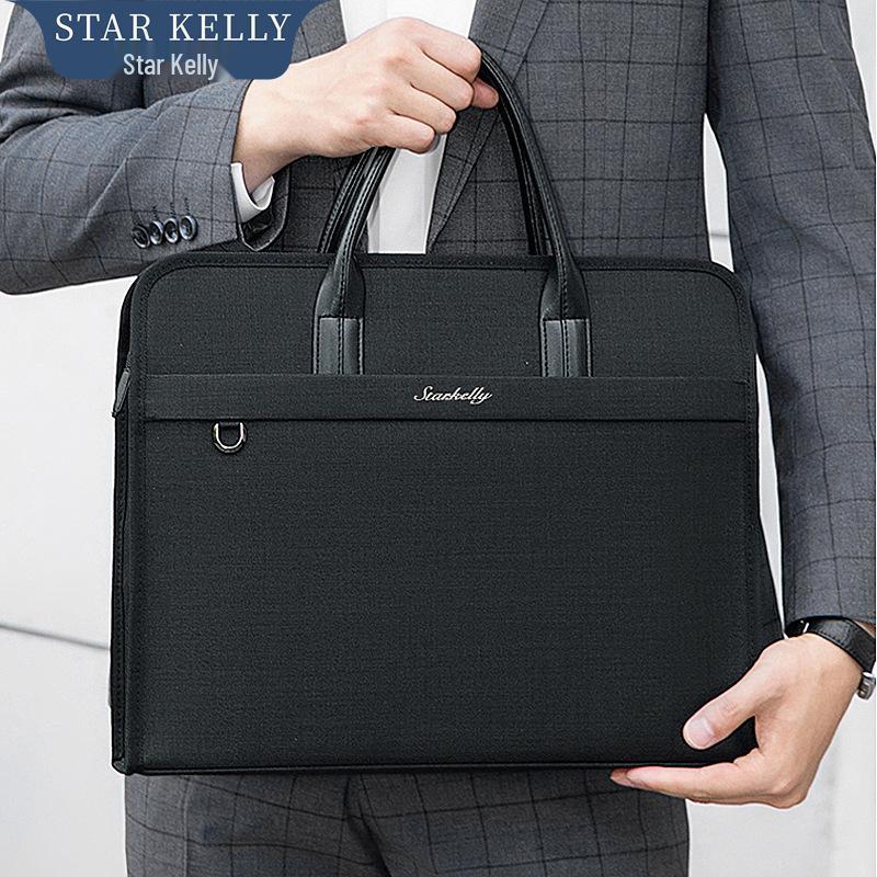 Men s A4 Oxford Canvas Document Bag with Logo Print