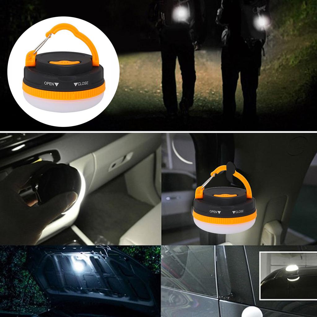 LED Tent Lamp ABS 5 Lighting Modes Waterproof Emergency Camp Hanging Lamp for Outdoor Battery Type Orange (Round)
