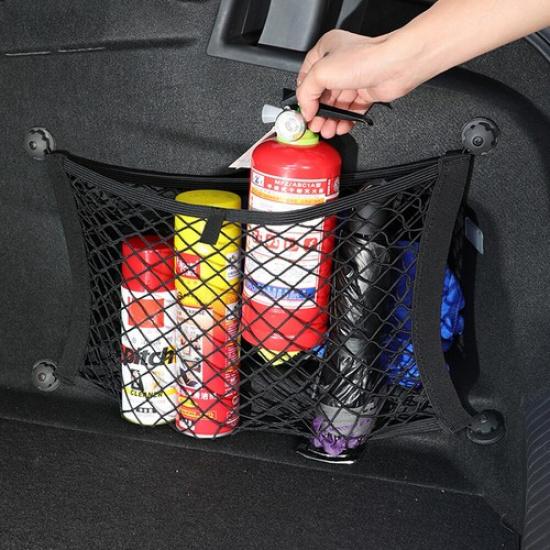 1x Black Storage Mesh Pocket Organizer Cargo Net Bag For Car Seat Back Side Door