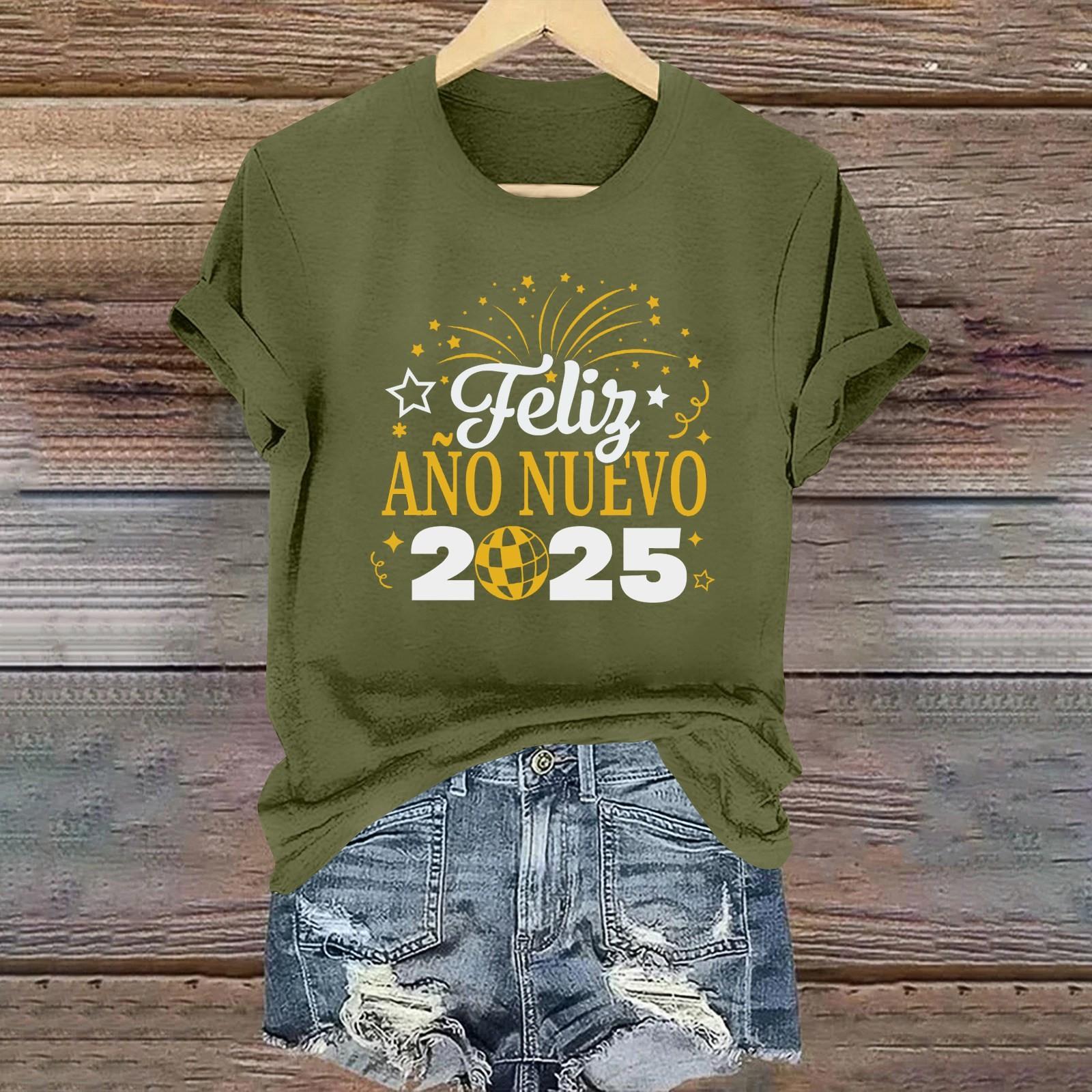 

Женские футболки с длинным рукавом и круглым вырезом 2025 года, новогодние принты, рубашки с рукавами-фонариками, блузки на пуговицах, топы L зелёный