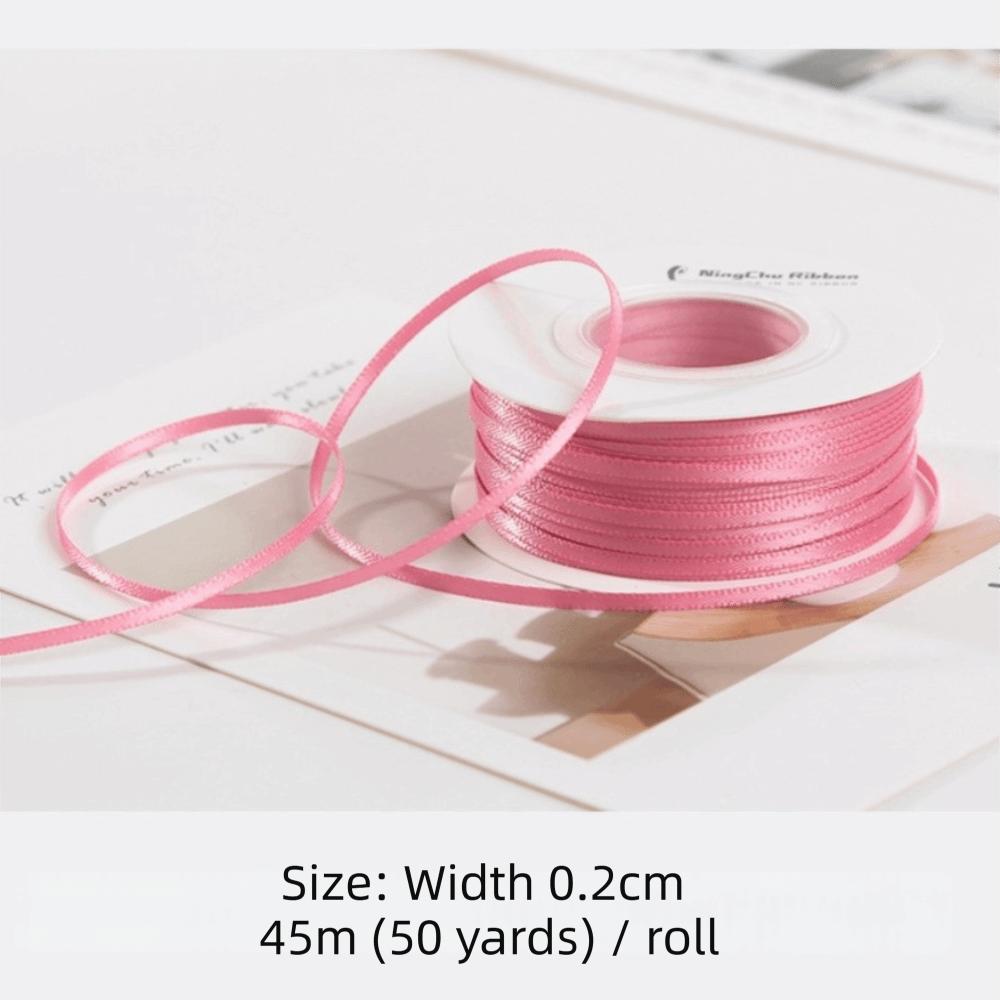 New 2mm Satin Ribbon DIY Double Sided Bow Making Ribbon Glossy Finish Solid Color Gift Packaging Ribbon Gift Box Decoration