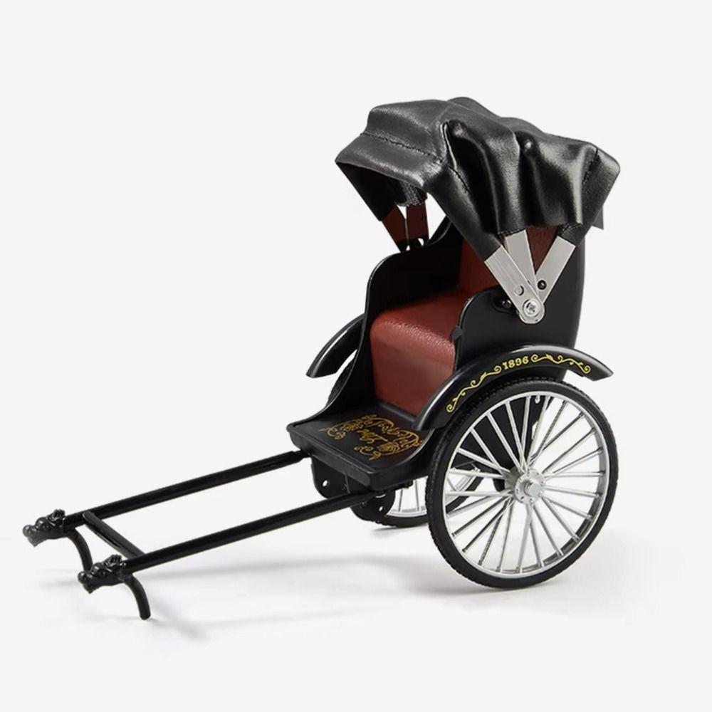 Vintage Classic DIY Rickshaw Toy 1:10 Simulation Rickshaw Human-Powered Rickshaw Model  Collections