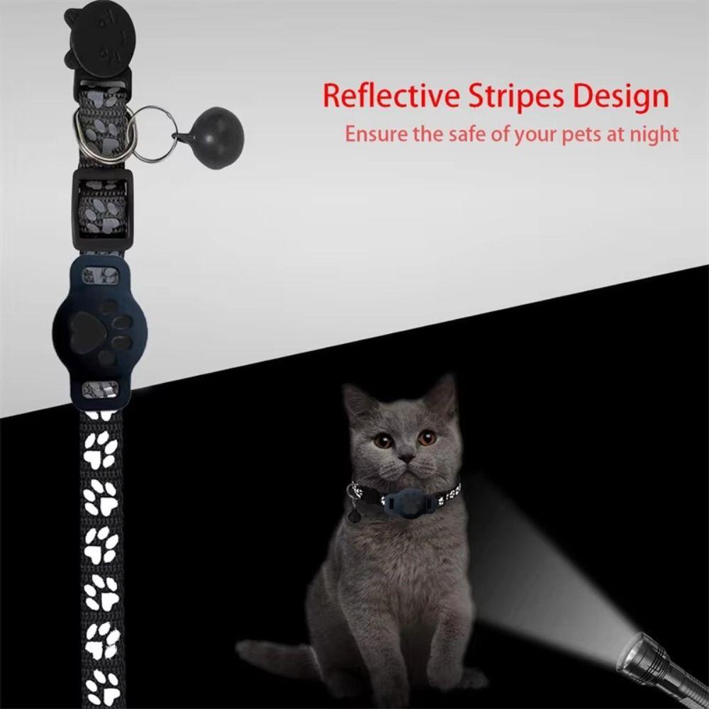 Safety Buckle Cat Collar Adjustable Waterproof For Airtag Collar Anti-Lost Reflective Strips For Airtag Holder For Air tag