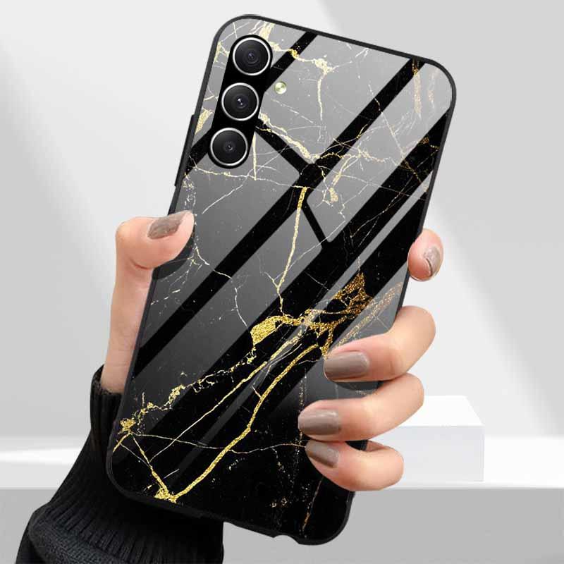 Tempered Glass Phone Cases for Samsung Galaxy A54 A14 A24 A34 Cover Hard PC Back Shell For M54 A15 A25 A55 5G A04s M23 M52 A 54