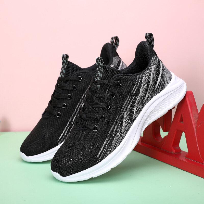 Women Breathable Mesh Sneakers Fashion Colorful Casual Sports Shoes Ladies Light Knitted Running Shoes Elastic Non Slip Sole