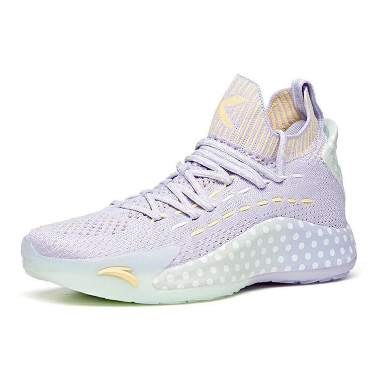 Anta Pechoin X  Shock Absorbing Non-Slip Durable Mid-Top Basketball Shoes Women Basketball Shoes Purple Green 122021102-3