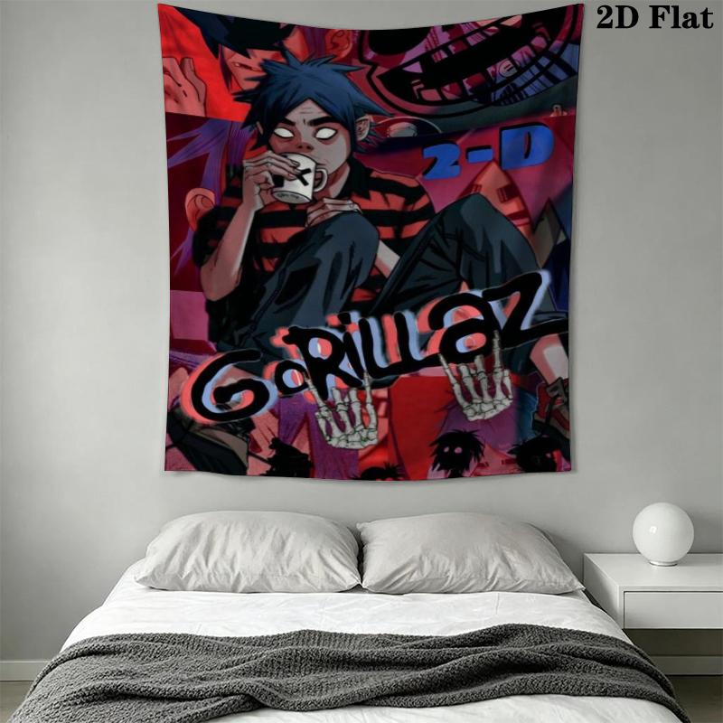 Gorillaz Wall Tapestry Aesthetic Wall Hanging Printed Fabric Blanket Decorative Tapestries for Bedroom Living Room Home Decor