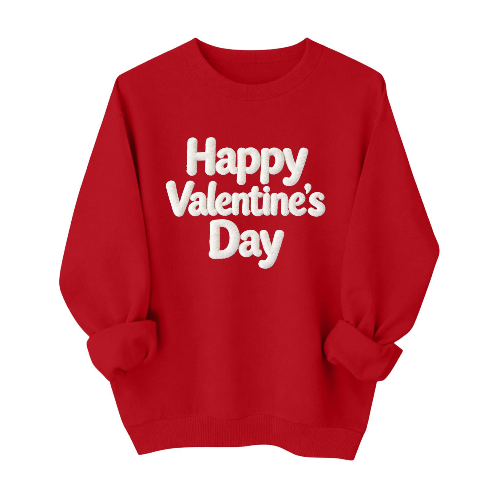 

Valentines Sweatshirts For Women Love Heart Graphic Pullover R-neck Long Sleeve Tops Valentine s Day Sweatshirt S